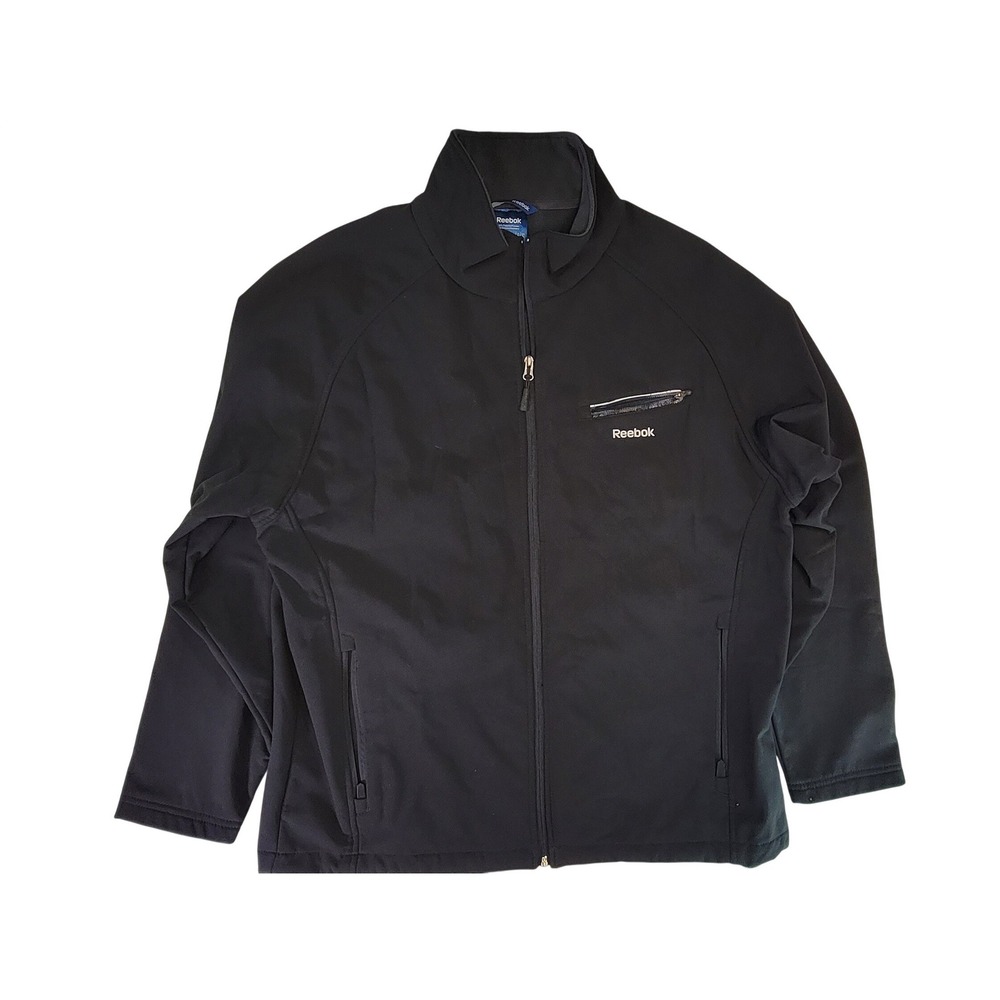 Reebok Mens Black Full Zip Softshell Jacket Athletic Outdoor Warm Size‎ L